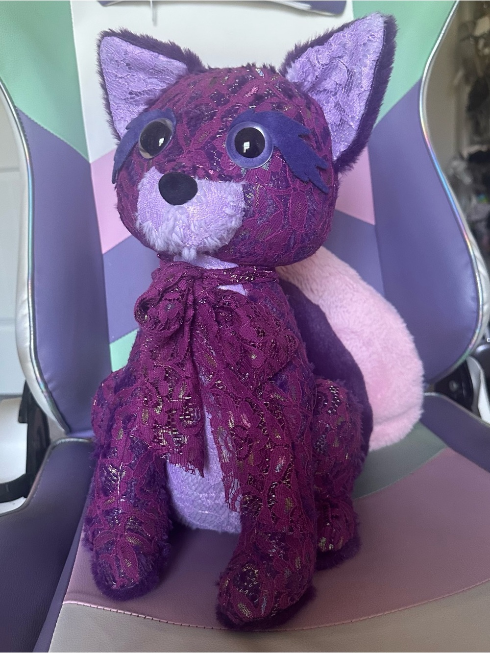 Dolls Kill Purple & Light Pink Lace Fox Plush Dog Toy